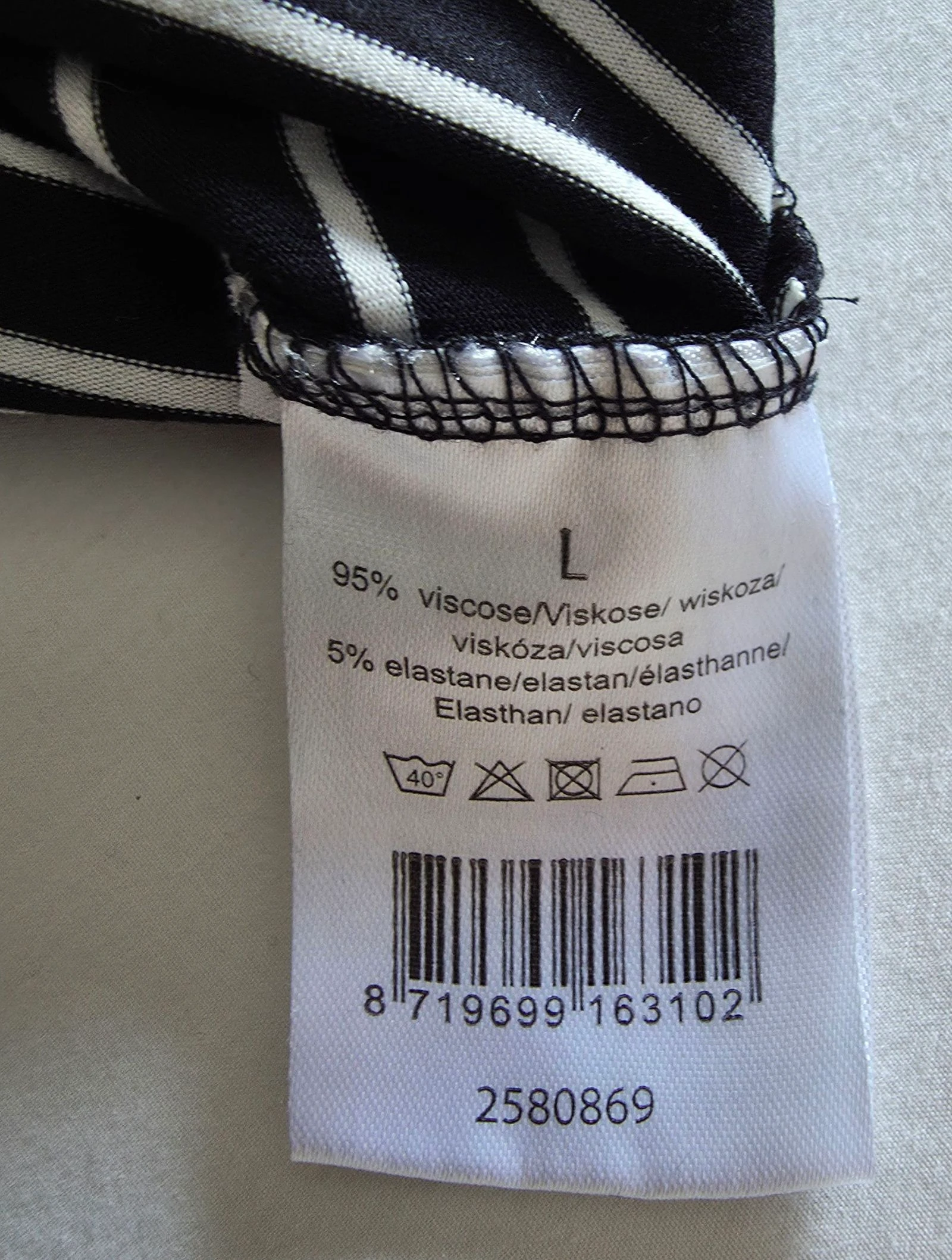 Vestido marinero negro y blanco L 40 vestido corto fluido a rayas – photo 6